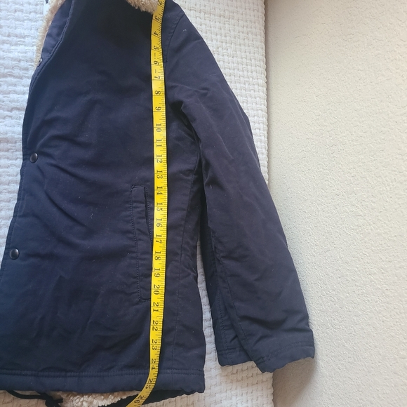 ZARA Navy Blue Jacket with Sherpa Collar Women's Size S - Picture 7 of 10